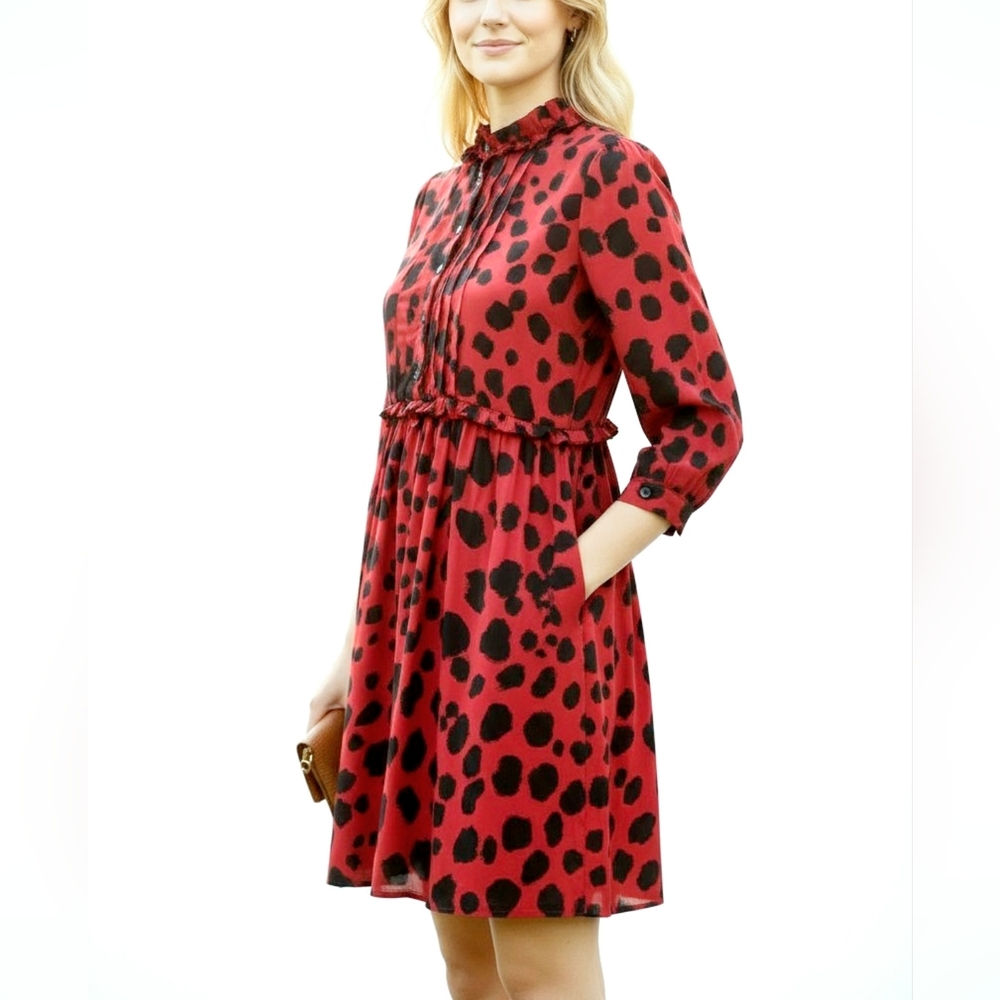 Moschino Cheap & Chic Pink Black Spot Babydoll Silk Cotton Mini Dress - Fits 4/6